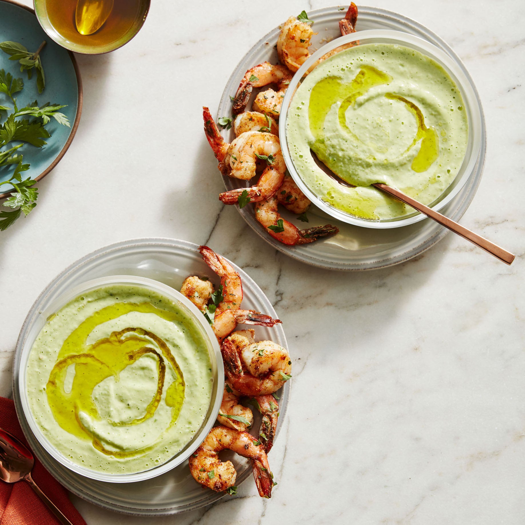 Rachael Ray's Green Gazpacho with Vodka Shrimp