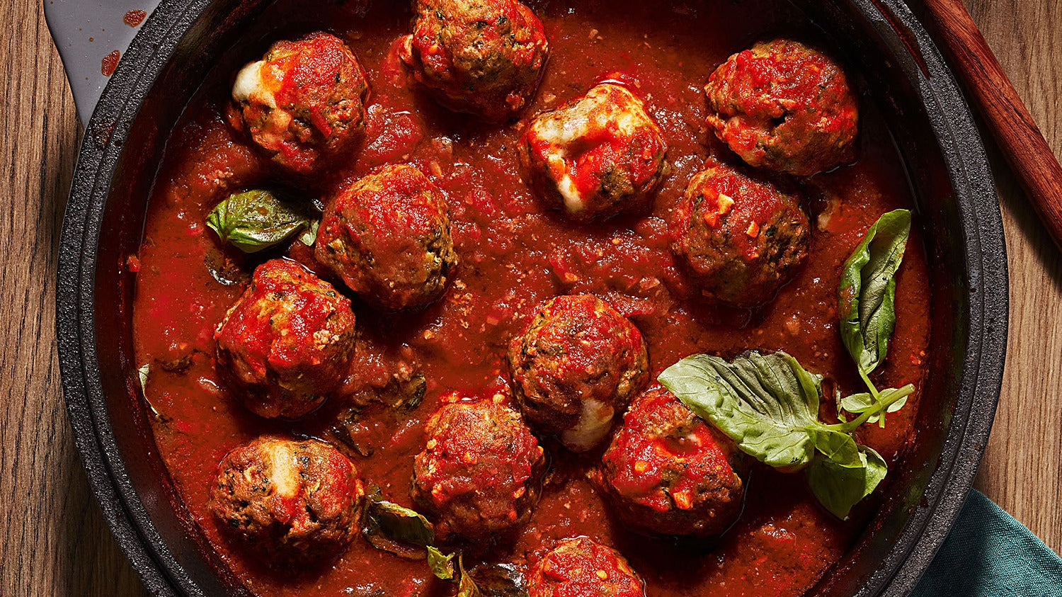 Rachael Ray's Provolone-Stuffed Meatballs with Kale