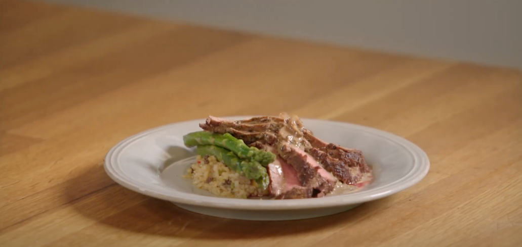 Cajun Steak Diane with Foie Gras Dirty Rice Recipe from Global Soul Kitchen