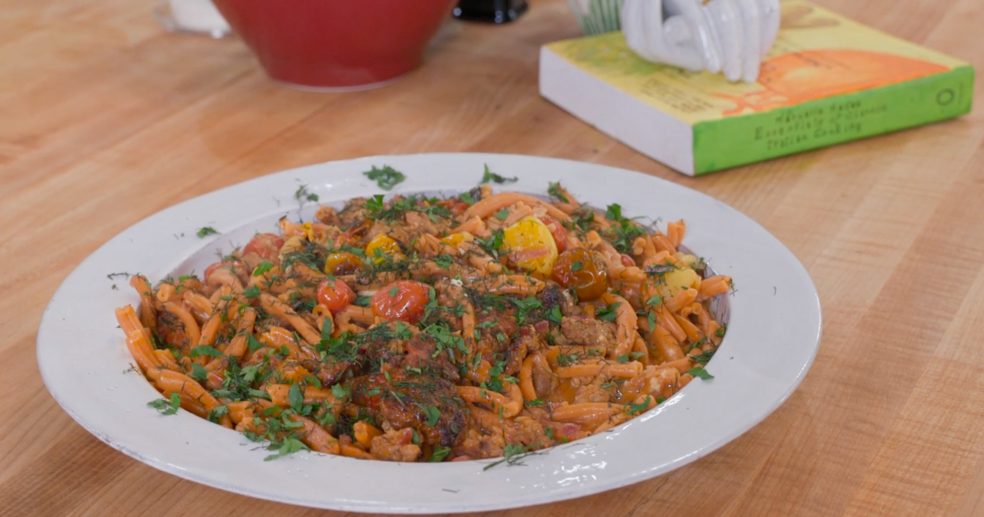Spicy Charred Tomato Pasta with Hot Sausage or Chickpeas Recipe