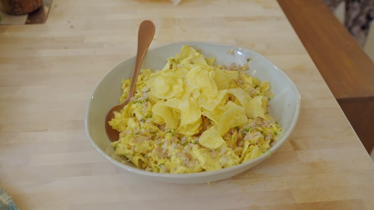 Truffle Eggs with Chips and Chives Recipe from Rachael Ray in Tuscany