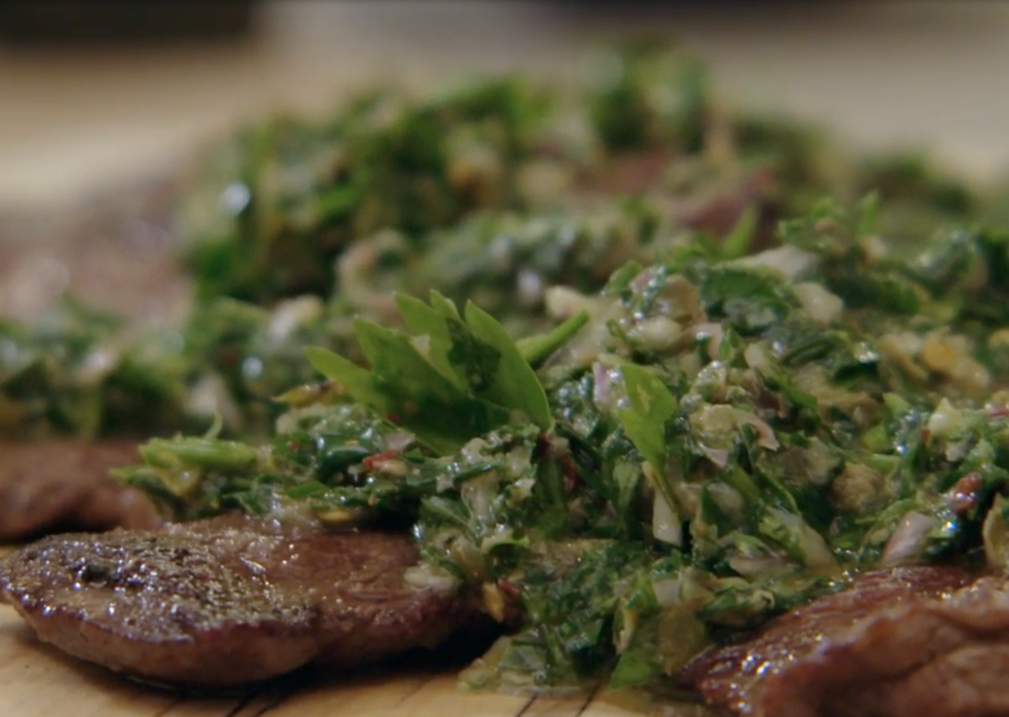 Skirt Steak and Salsa Verde Recipe from Rachael Ray in Tuscany