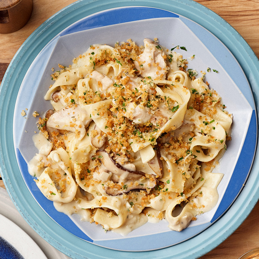 Tuna Casserole Upgrade: Fresh Tuna in Creamy Sauce with Egg Noodles & Garlicky Breadcrumbs