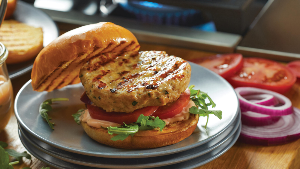 Spicy Turkey Burgers with Barbecued Onions