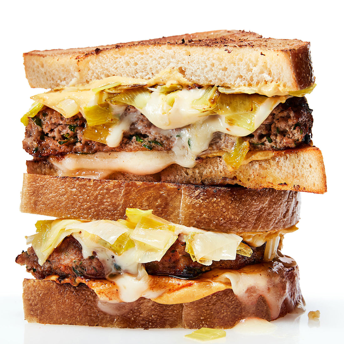 Turkey Patty Melts with Sour Cream, Herbs & Melted Leeks