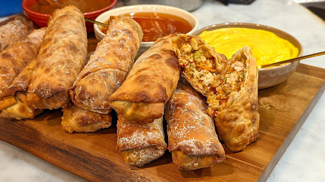 Spicy, Sweet & Sour Egg Rolls and Hoisin-Peanut Dipping Sauce