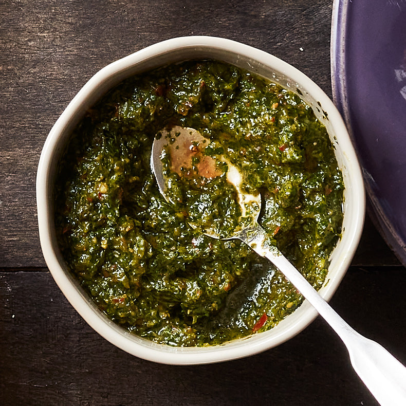 Schug or Zhug (Spicy Green Herb Sauce)
