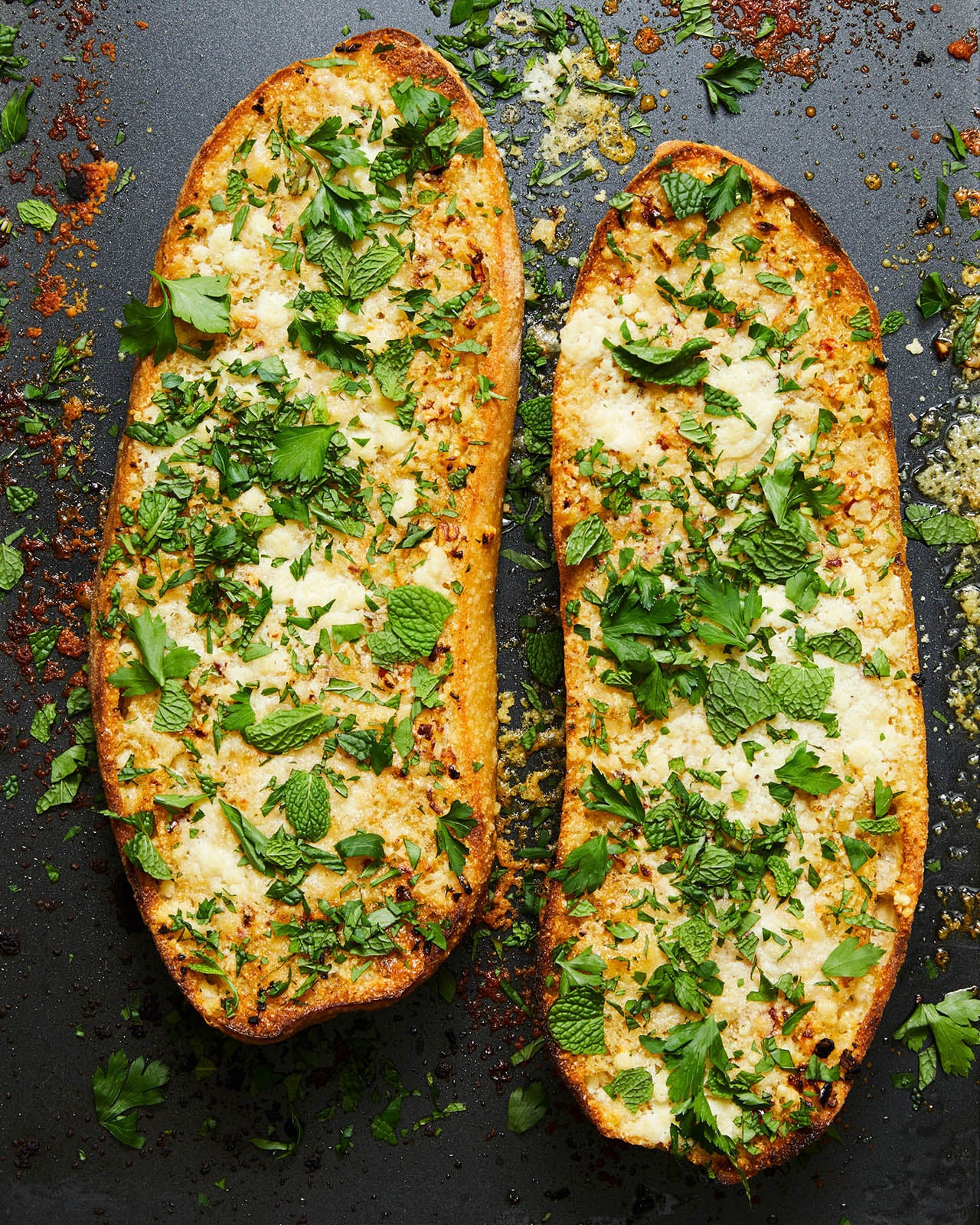 Garlic Bread with Mint & Parsley