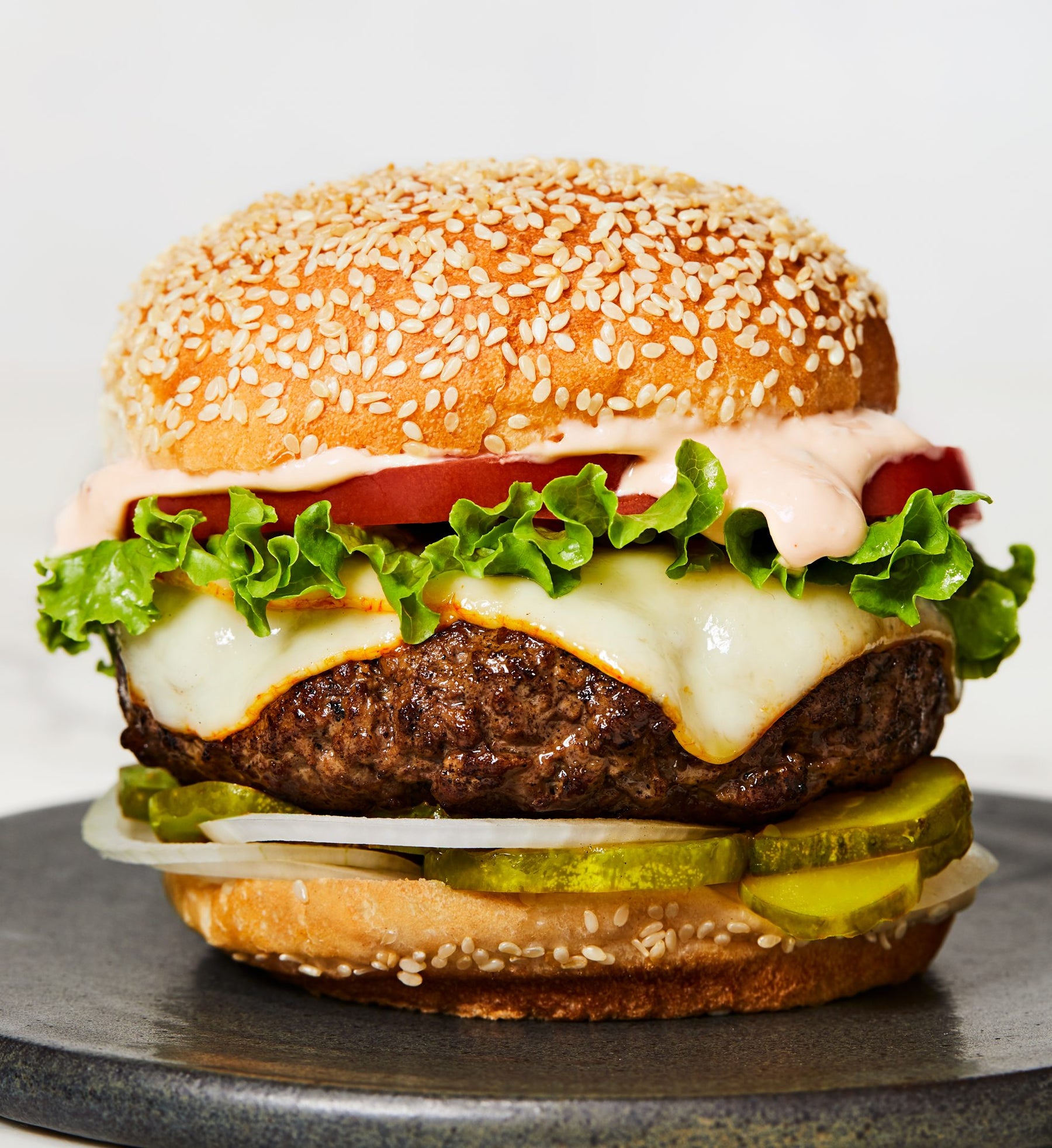 Muenster Burgers with Sriracha Special Sauce