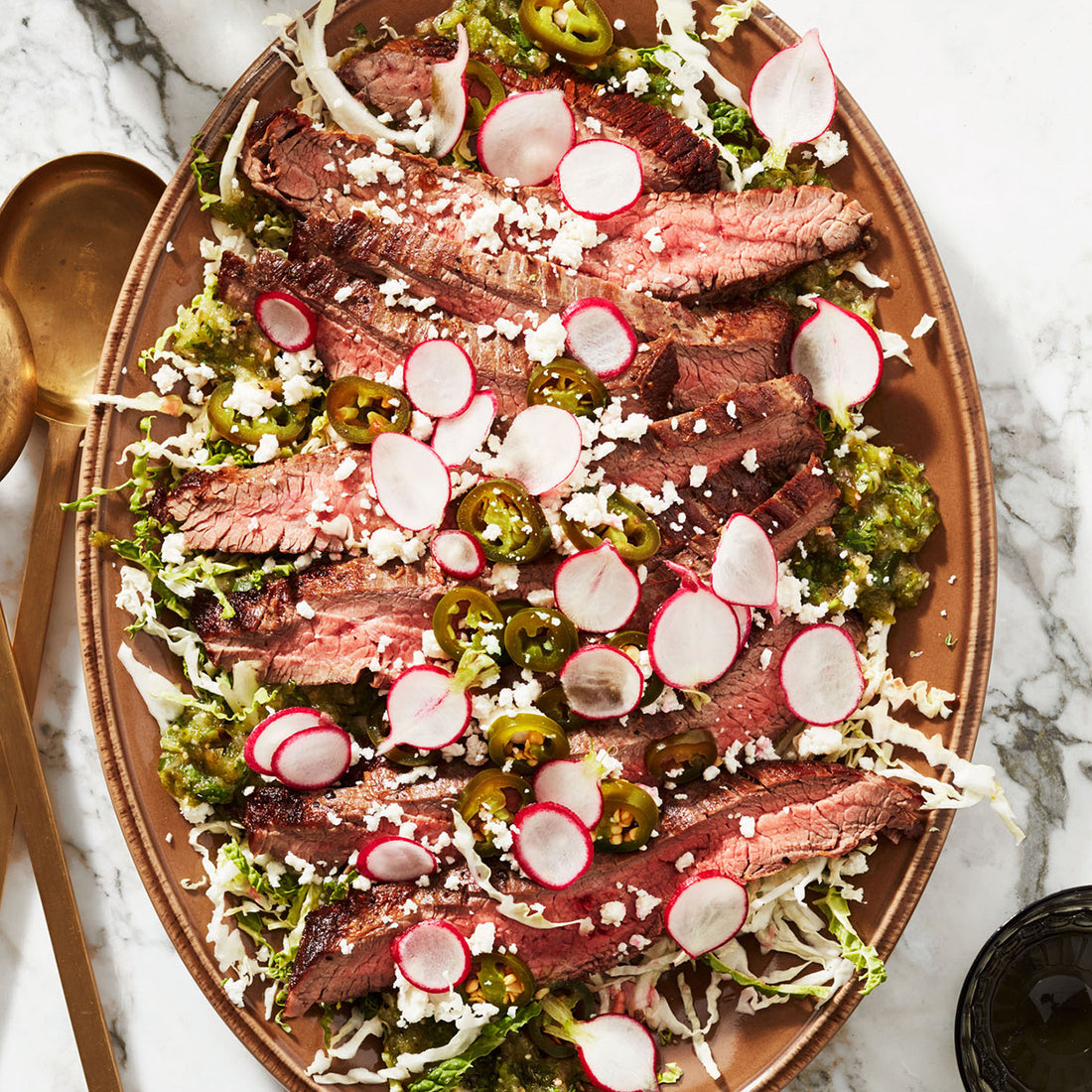 Sliced Steak Salad with Poblano Salsa