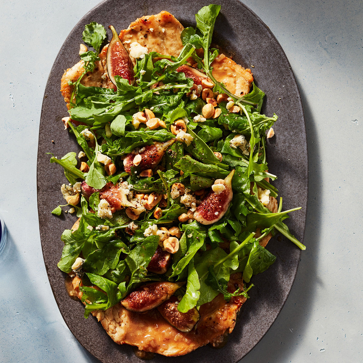 Chicken Paillard with Apple Butter Sauce, Figs & Arugula