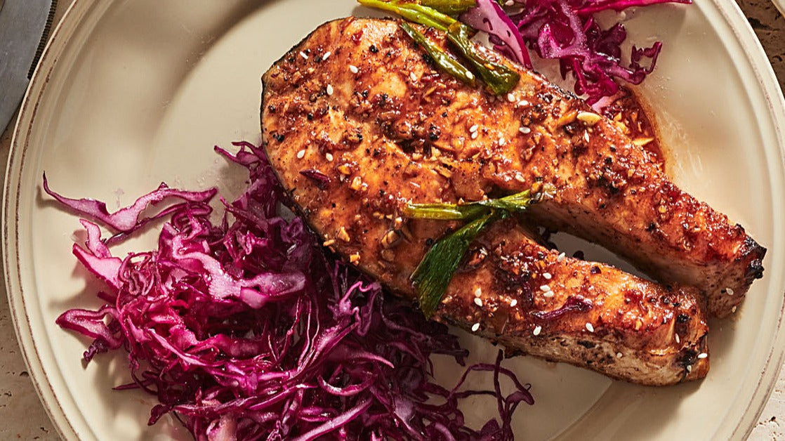 Ginger-Garlic Glazed Almost-Anything Oven Packet with Lettuce or Cabbage Slaw