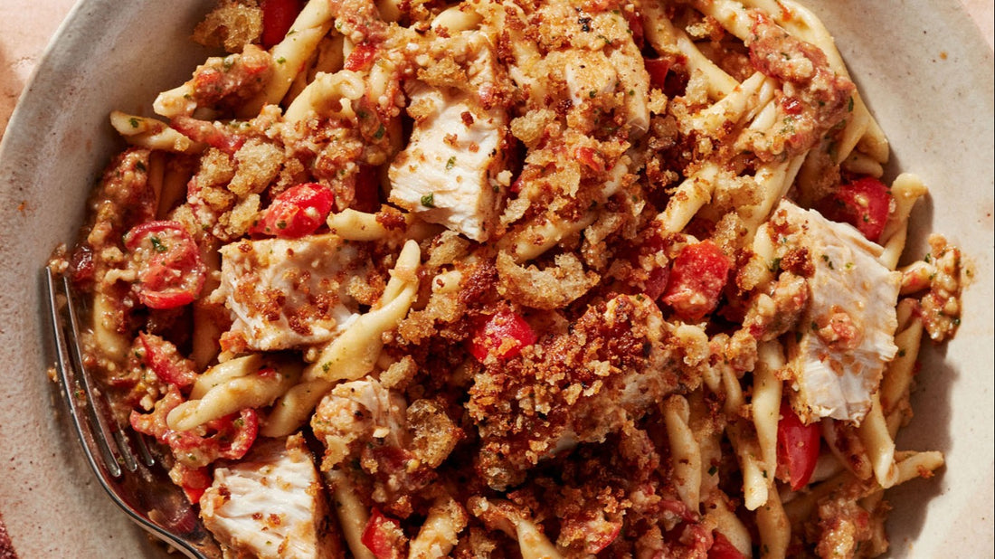 Pasta with Trapanese Sauce And Swordfish