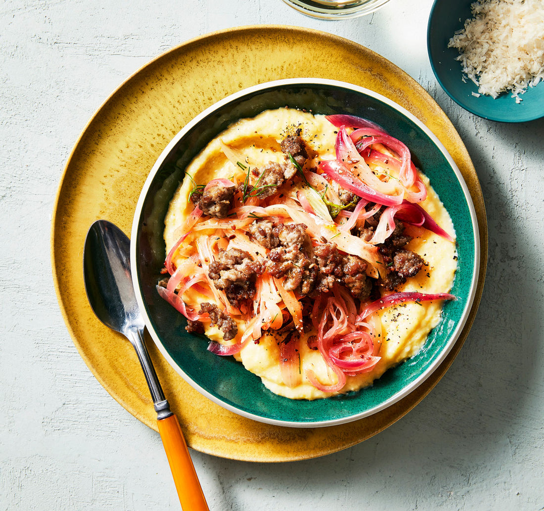 Cheesy Polenta with Sausage, Fennel & Onions