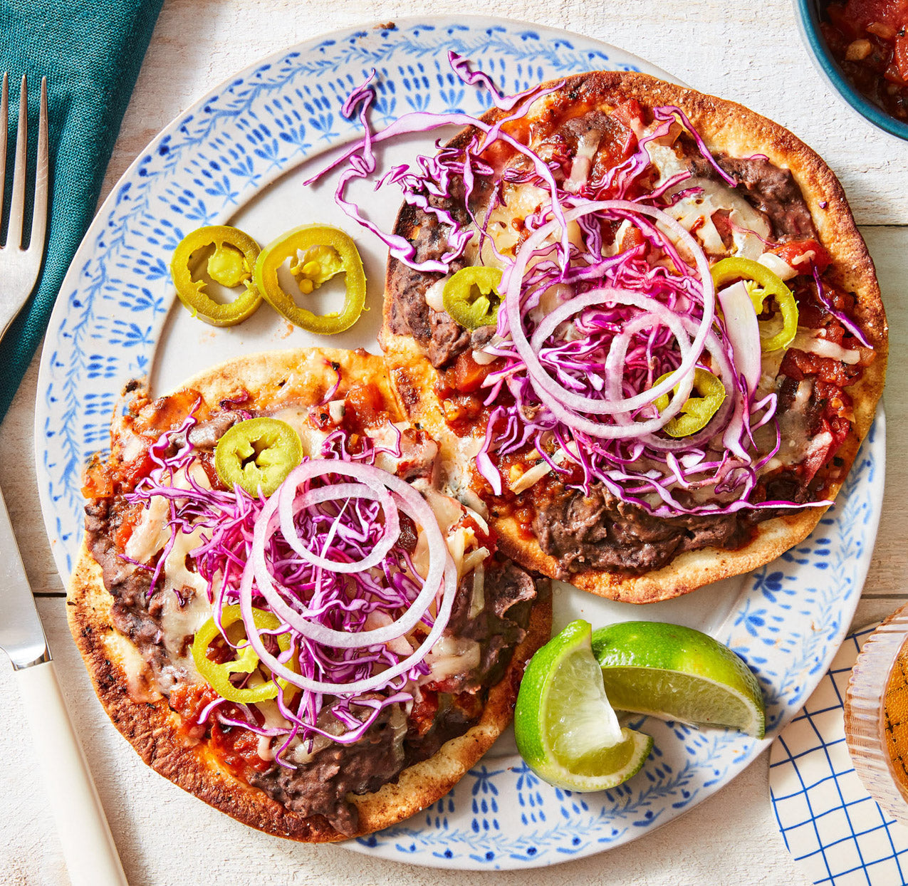 Tostadas with Black Beans & Fire-Roasted Tomato Salsa