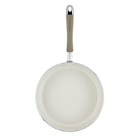 Top view of Ceramic Nonstick Saute Pan with gray handle on white background.