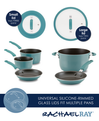 Explore the Cook + Create Nonstick Cookware Sets, featuring silicone-rimmed glass lids designed to fit multiple pans. Boasting a scratch-resistant surface and nonstick design, this versatile set is perfect for any kitchen. Additionally, it is oven safe, making it ideal for a wide range of culinary creations.