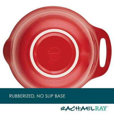 Red rubberized bowl shown from the top with a no-slip base.