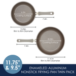 Twin pack of frying pans with 6.5" and 8.25" cooking surfaces.