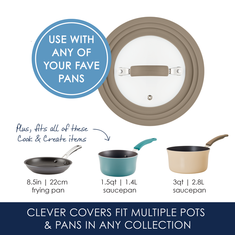 Small Universal Silicone-Rimmed Glass Lid, 6-8.5