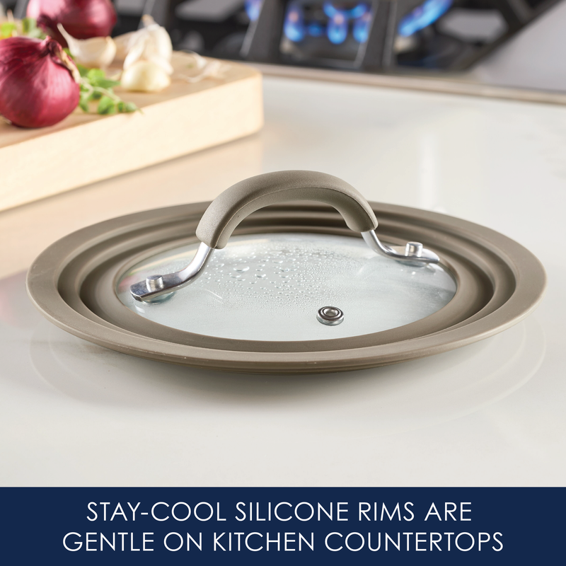 Small Universal Silicone-Rimmed Glass Lid, 6-8.5