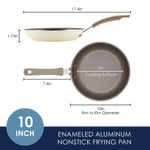 Enameled aluminum nonstick frying pan, 10-inch, with 7-inch cooking surface.
