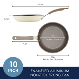 Enameled aluminum nonstick frying pan, 10-inch, with 7-inch cooking surface.