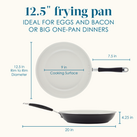 Diagram of a 12.5-inch frying pan with measurements.