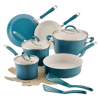13-Piece Ceramic Nonstick Cookware Set with pots, pans, lids, and spatulas.