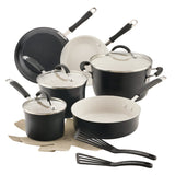 13-Piece Cucina Ceramic Nonstick Cookware Set with pots, pans, and utensils.