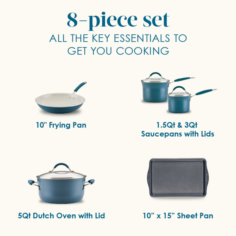 8-Piece Cucina Ceramic Nonstick Cookware Set - Thumbnail 2
