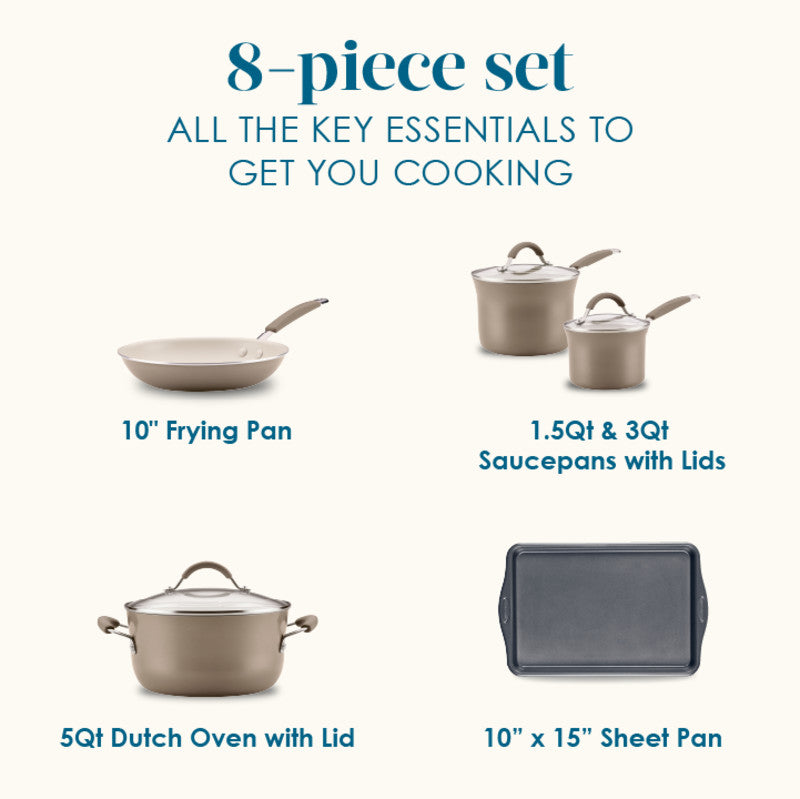 8-Piece Cucina Ceramic Nonstick Cookware Set – Rachael Ray
