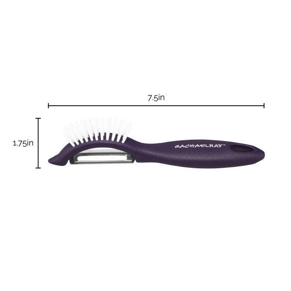 The Veg-A-Peel 3-in-1 Tool in a stunning purple hue is the ideal kitchen gadget, measuring 7.5 inches in length and 1.75 inches in width. Engineered for ease of use, it is also dishwasher safe, ensuring effortless cleanup.