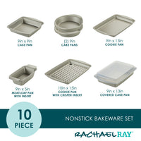 This 10-Piece Nonstick Bakeware Set boasts heavy gauge steel construction, providing a range of oven-safe pan sizes designed for durability.