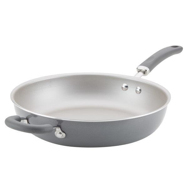 Nonstick Induction Deep Frying Pan with two handles, oven safe for versatility.