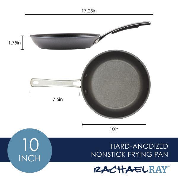 The 10-inch Cook + Create Hard Anodized Nonstick Frying Pan is made from hard-anodized aluminum, offering a triple-layer nonstick surface and built-in measurements for precise cooking.
