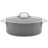 The 8-Quart Professional Nonstick Oval Hard Anodized Stockpot by Rachael Ray offers both style and functionality with its glass lid and side handles, making it a perfect addition to your kitchen.