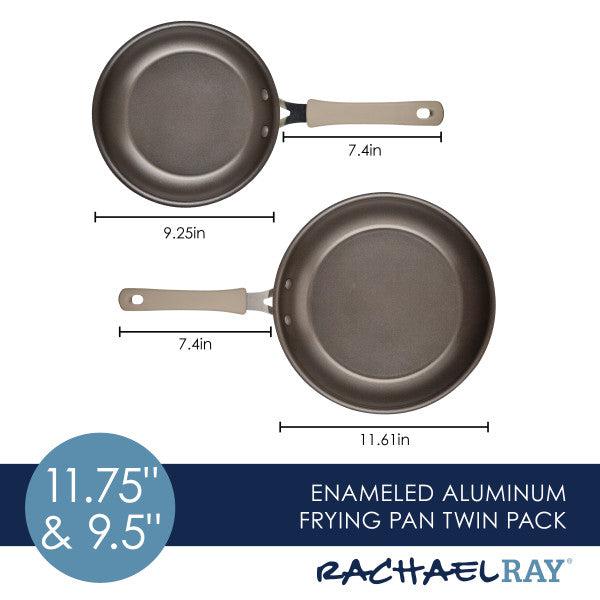 The Rachael Ray 2-Piece Cook + Create Nonstick Frying Pan Set is crafted from durable aluminum.