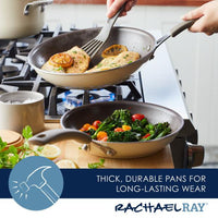 Preparing chicken and vegetables in the sturdy, nonstick 2-Piece Cook + Create Frying Pan Set on an aluminum stovetop.