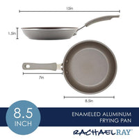 Cook + Create Nonstick Frying Pans are made from a thicker gauge of enameled aluminum for even heat distribution and feature clearly displayed dimensions.