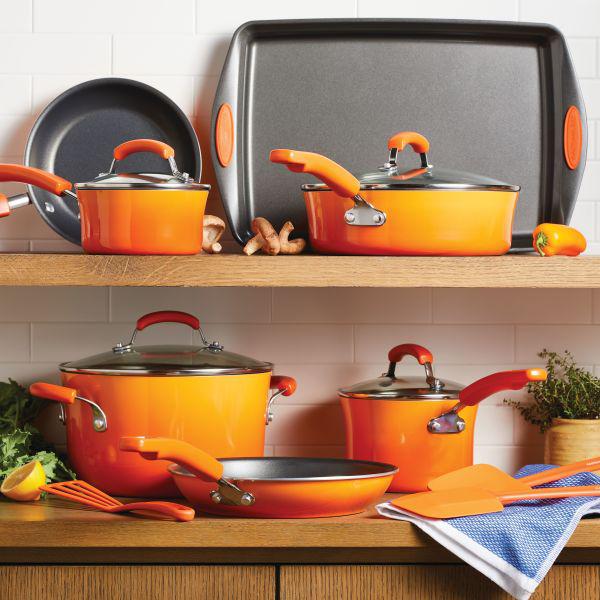 Best Buy: Rachael Ray 14-Piece Cookware Set Orange 17627