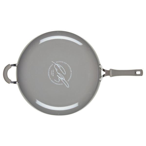 Top-down view of the Cook + Create Nonstick Frying Pan featuring a handle, expertly crafted from thicker gauge aluminum for high performance.