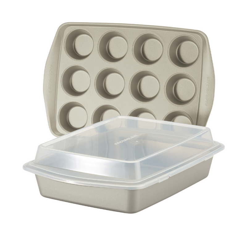 3-Piece Nonstick Covered Cake Pan & Muffin Pan Set