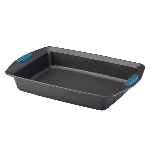 The 9-Inch x 13-Inch Nonstick Rectangle Roasting & Cake Pan is made from heavy gauge steel and includes rubber grips on the handles for a secure hold. It's also oven safe, making it ideal for all your baking needs.