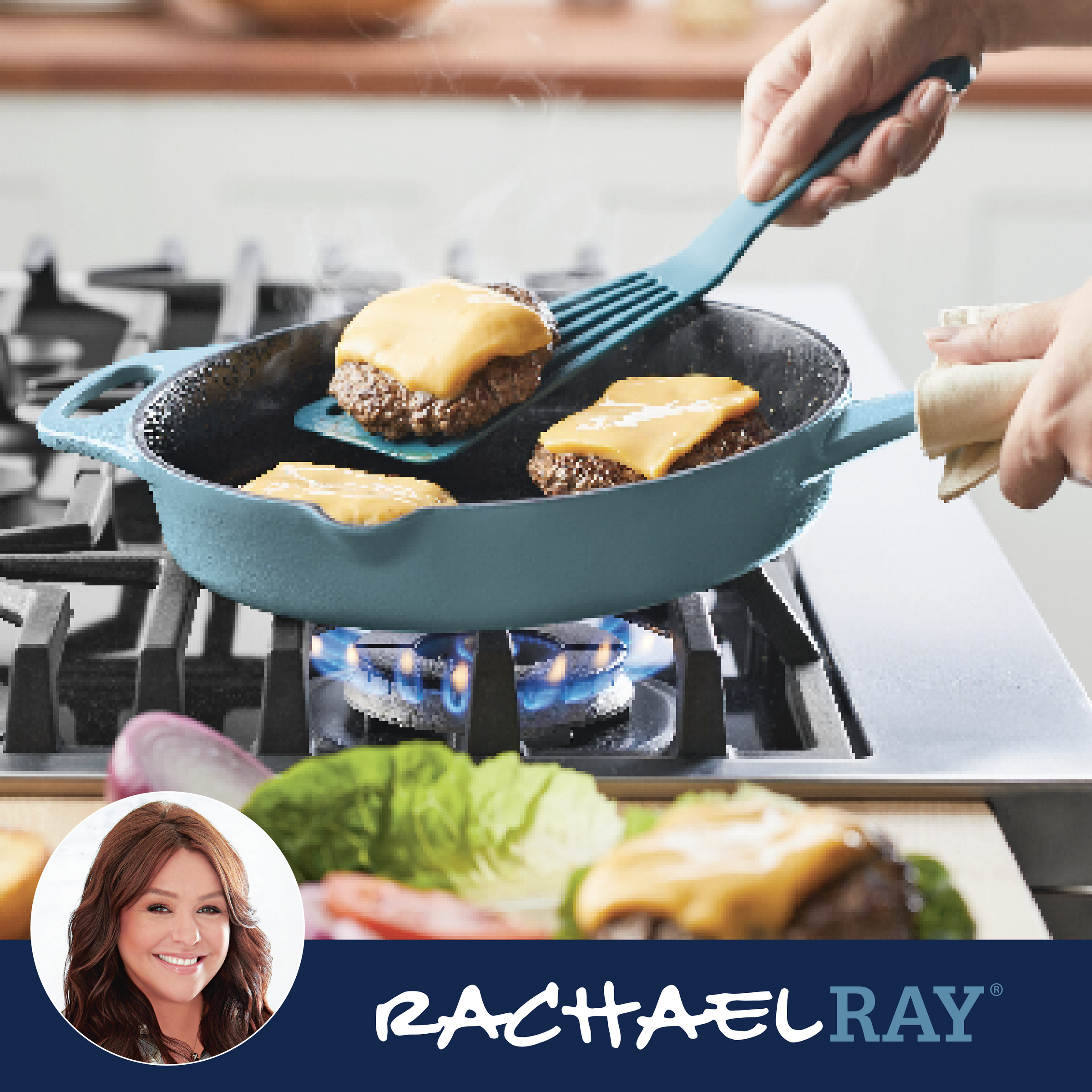 Cooking burgers with cheese in a skillet on a stovetop.