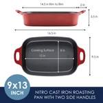 9-Inch x 13-Inch NITRO Cast Iron Roasting Pan 48684 - 28262838436022