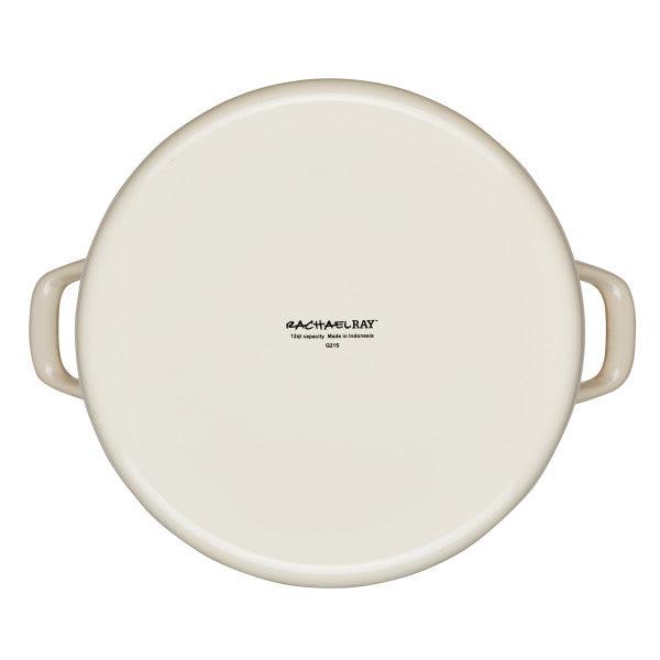 This 12-Quart Induction Enamel Stockpot with Lid features a white round design and convenient handles, making it perfect for serving family-sized portions. It's branded at the center, offering a versatile addition to your kitchen collection.