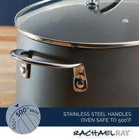 Introducing the 8-Quart Professional Nonstick Oval Hard Anodized Stockpot, designed with stainless steel handles and oven safe to 500°F. Perfect for every culinary adventure, this nonstick pasta pot effortlessly combines style and functionality to elevate your cooking experience.