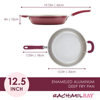 Top and side views of a 12.5" Nonstick Induction Deep Frying Pan with size details.