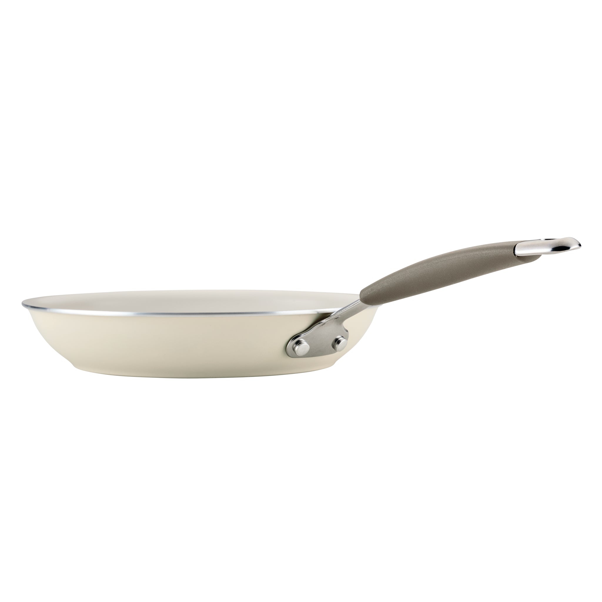 10-Piece Ceramic Nonstick Cookware Set with gray handle, shown on white.